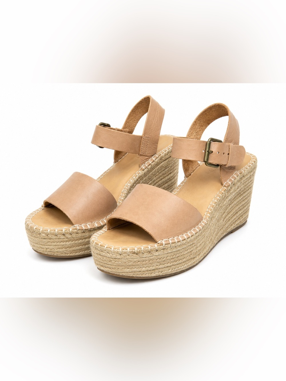 Soludos Women’s Leather Espadrille Platform Wedge Sandals. Size: 10